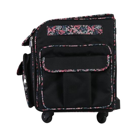 Everything Mary Black Floral XXL Rolling Sewing Tote